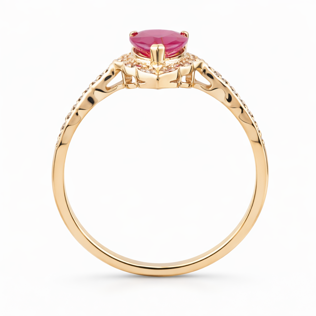 1.25 Ct Pear Ruby 9K Gold Ring