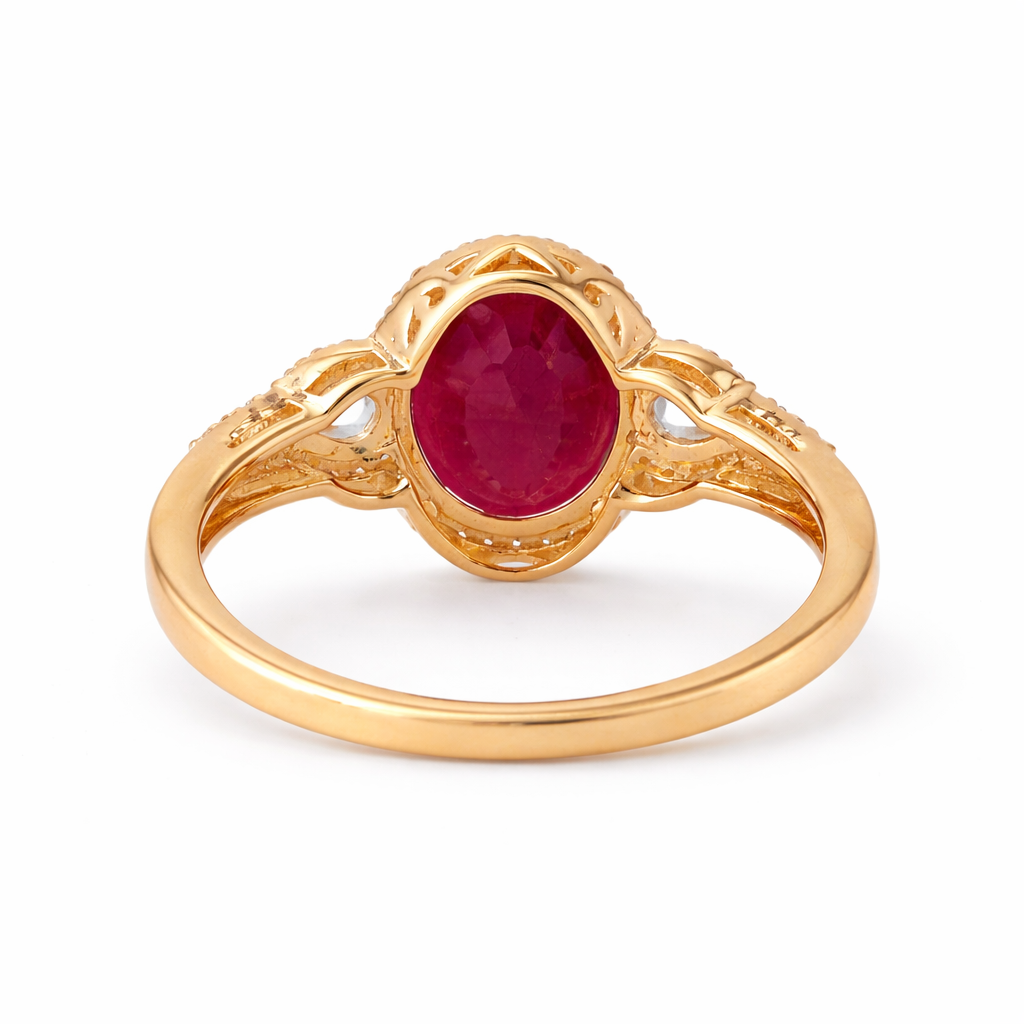 4.01 Ct Oval Ruby 9K Gold Ring