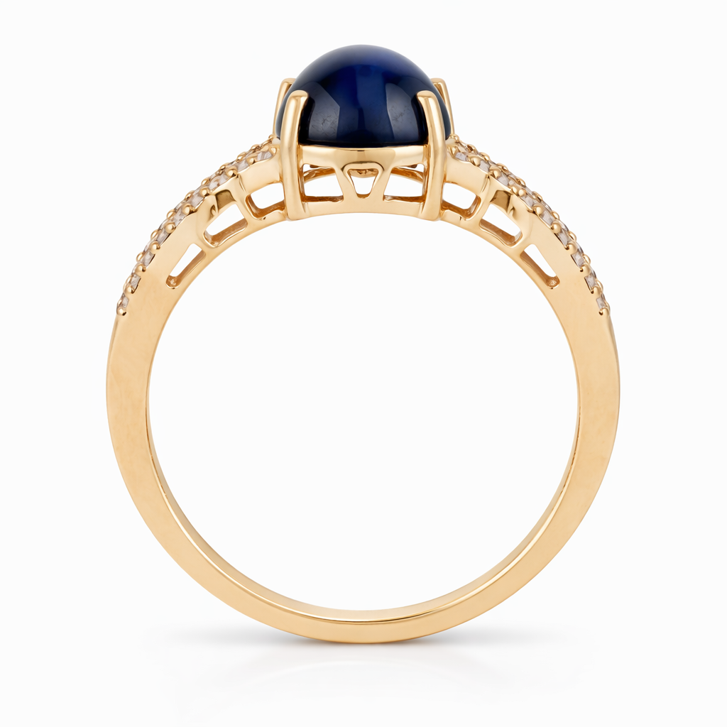 4.14 Ct Oval Sapphire 9K Gold Ring