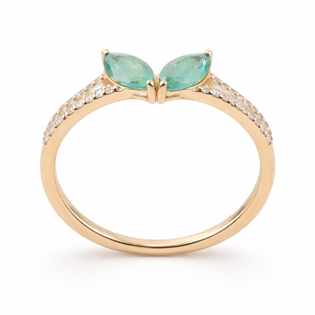 0.89 Ct Marquise Emerald 9K Gold Ring