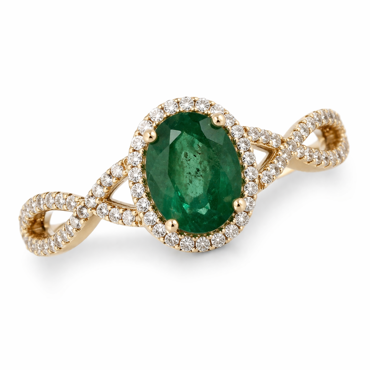 1.44 Ct Oval Emerald 9K Gold Ring