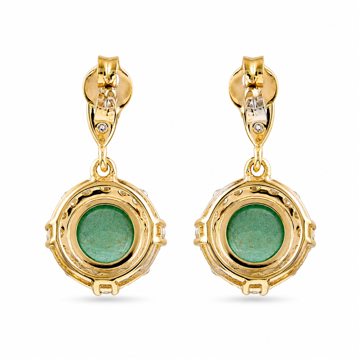 2.31 Ct Round Emerald 9K Gold Earrings