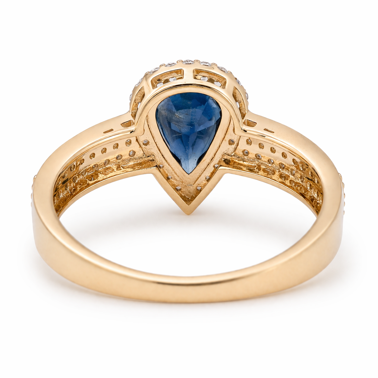 1.39 Ct Oval Blue Sapphire 9K Gold Ring