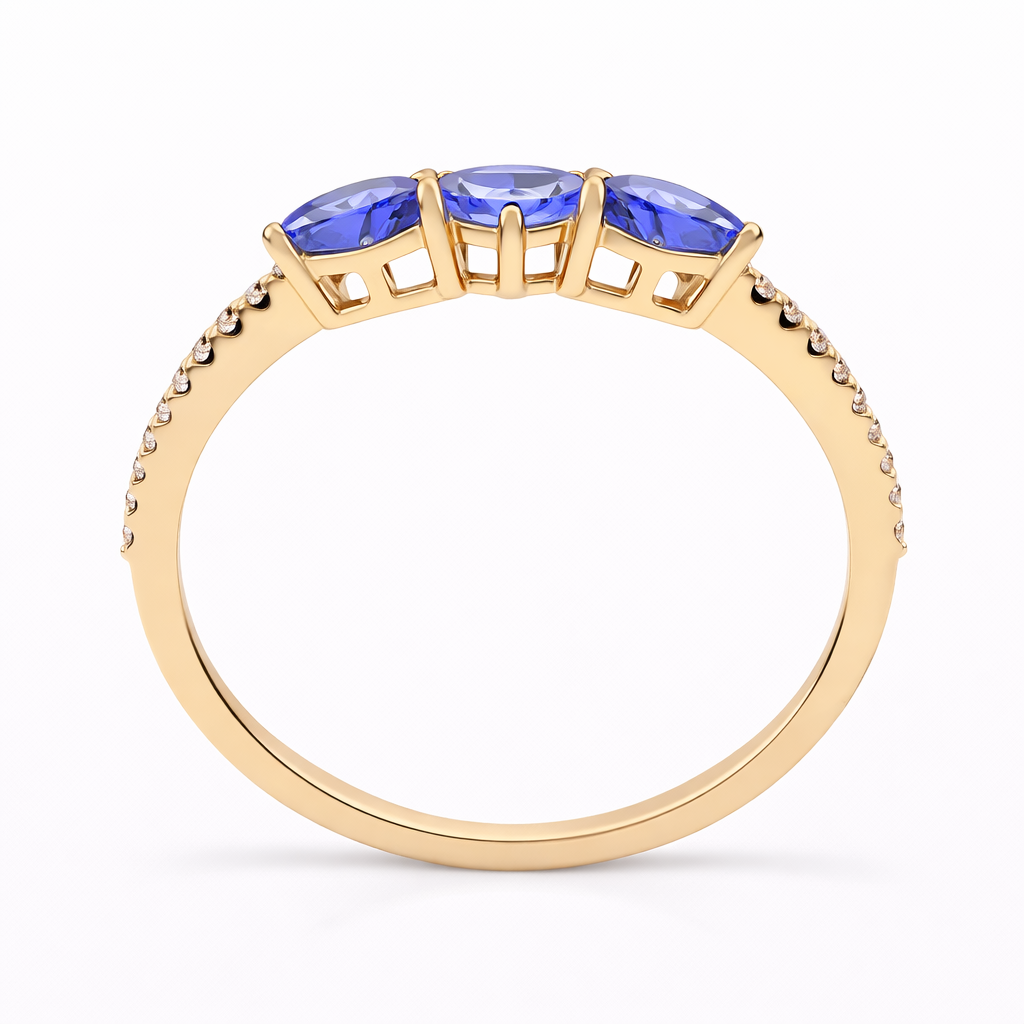 1.13 Ct Trillion Tanzanite 9K Gold Ring