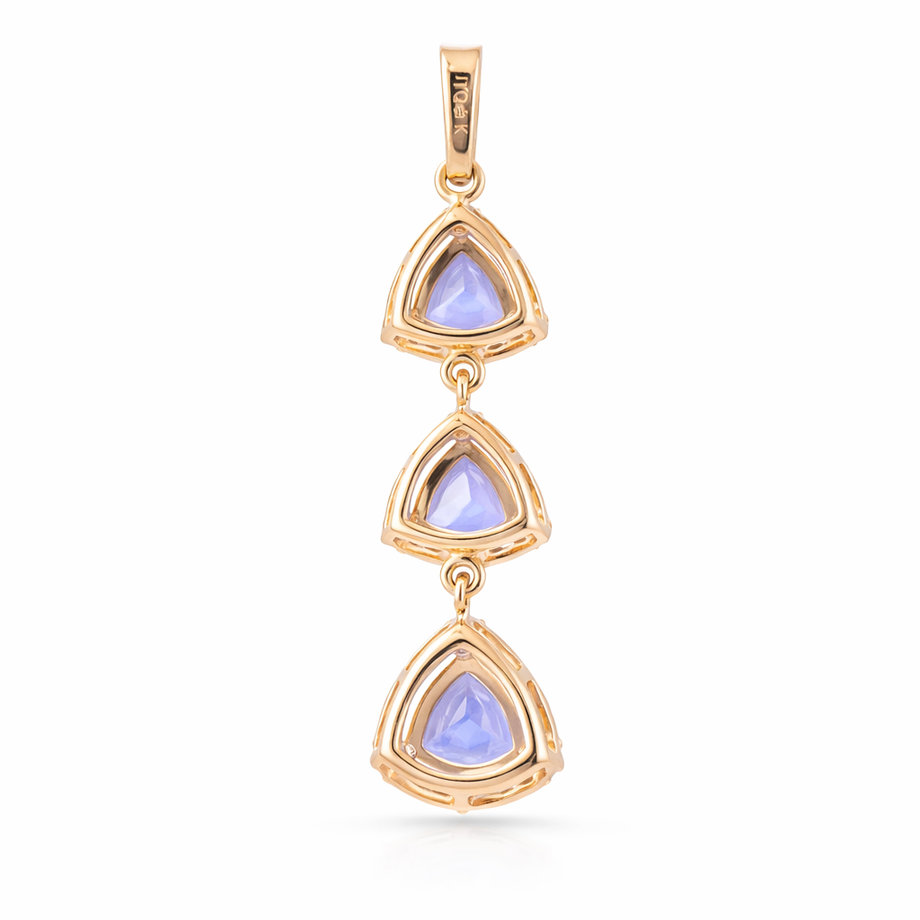 1.59 Ct Trillion Tanzanite 9K Gold Pendant