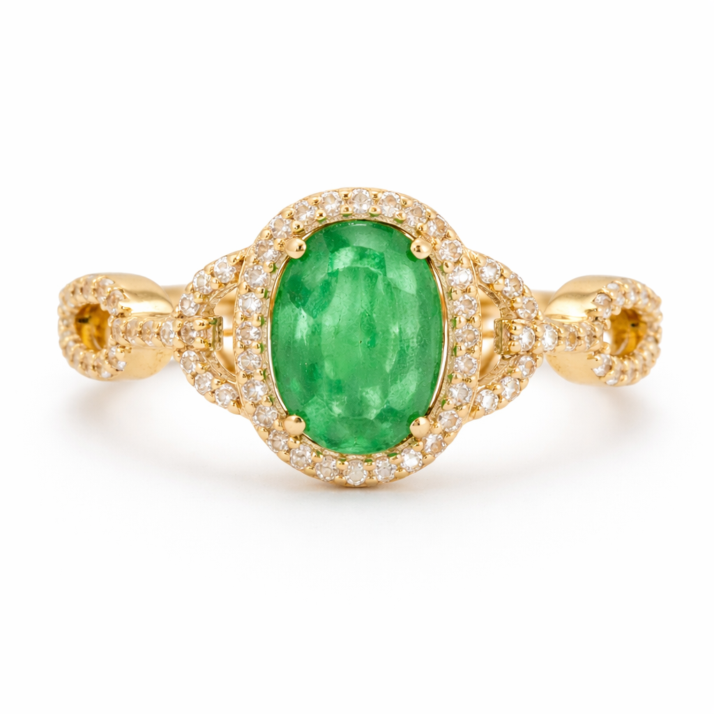 1.58 Ct Oval Emerald 9K Gold Ring