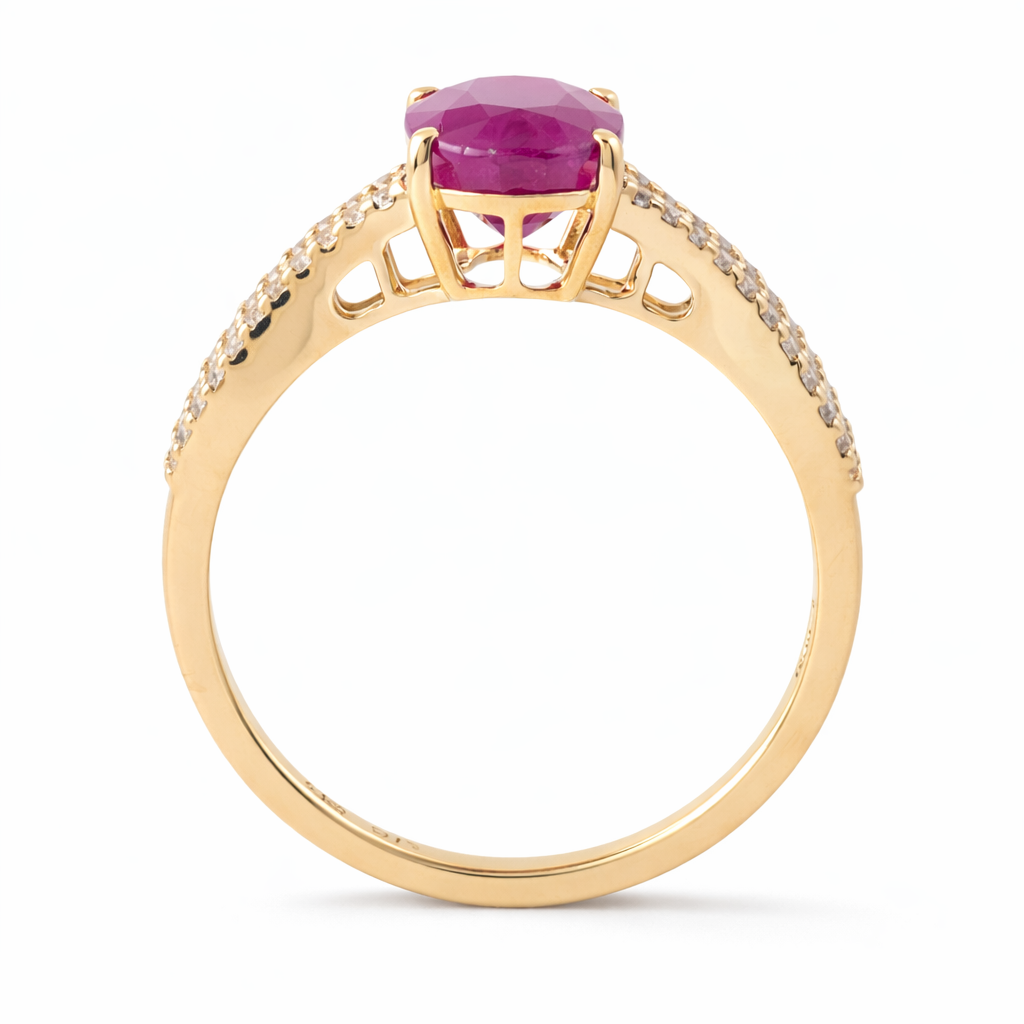 2.34 Ct Oval Ruby 9K Gold Ring